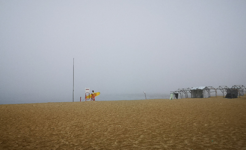 Misty beach